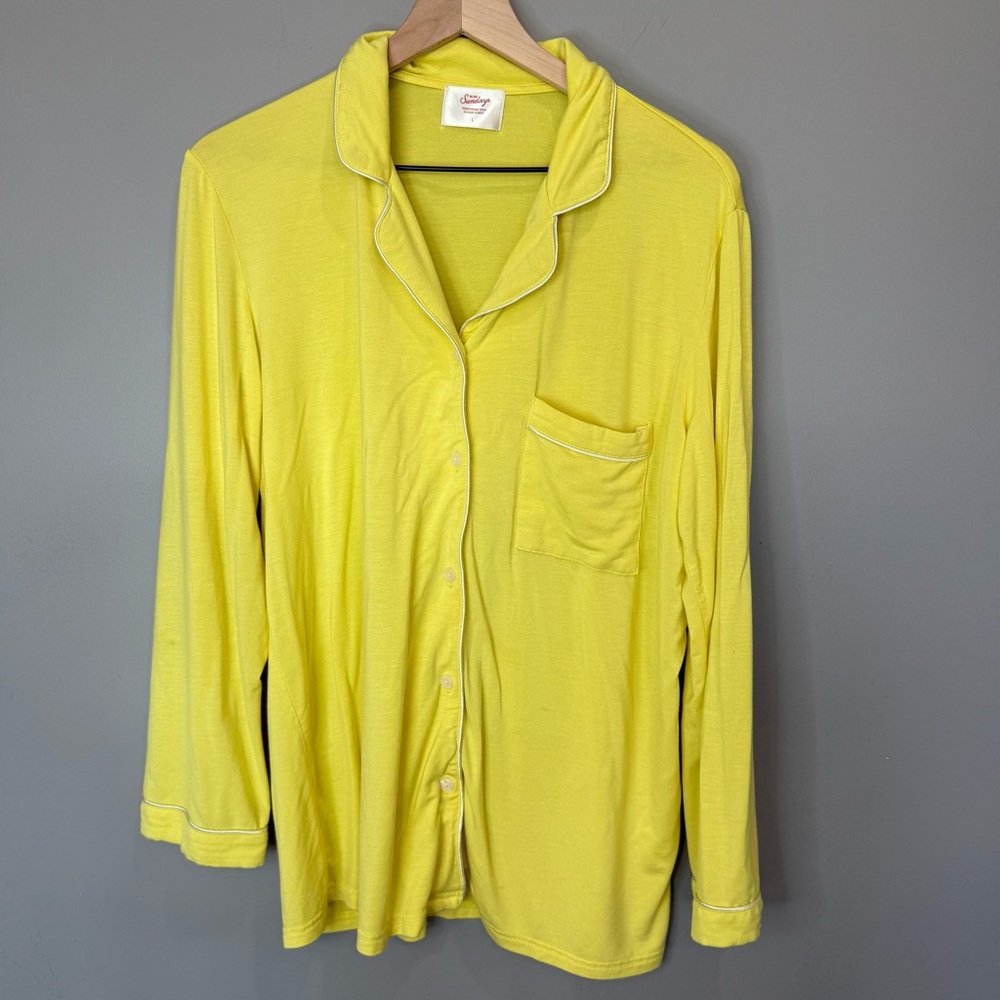 In My Sundays‎ Bright Yellow Button Down Pajama Shirt